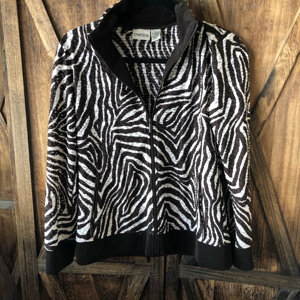 Chico Light Weight Zebra Print Jacket, Size 0. - image 1
